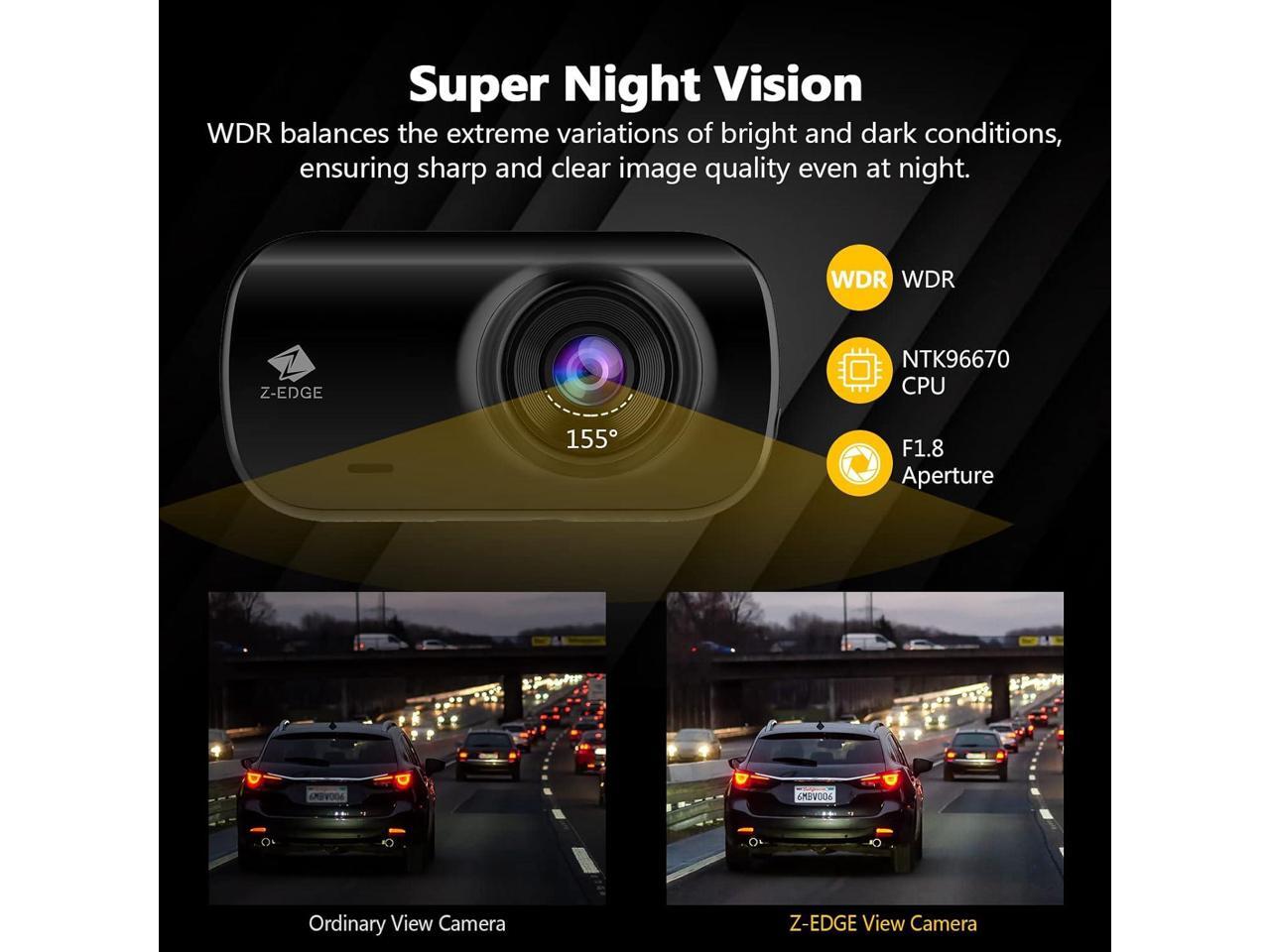 ZEDGE Z3DWiFi 2K 2560x1440 Dual Lens Dash Cam, Front and Rear Dash