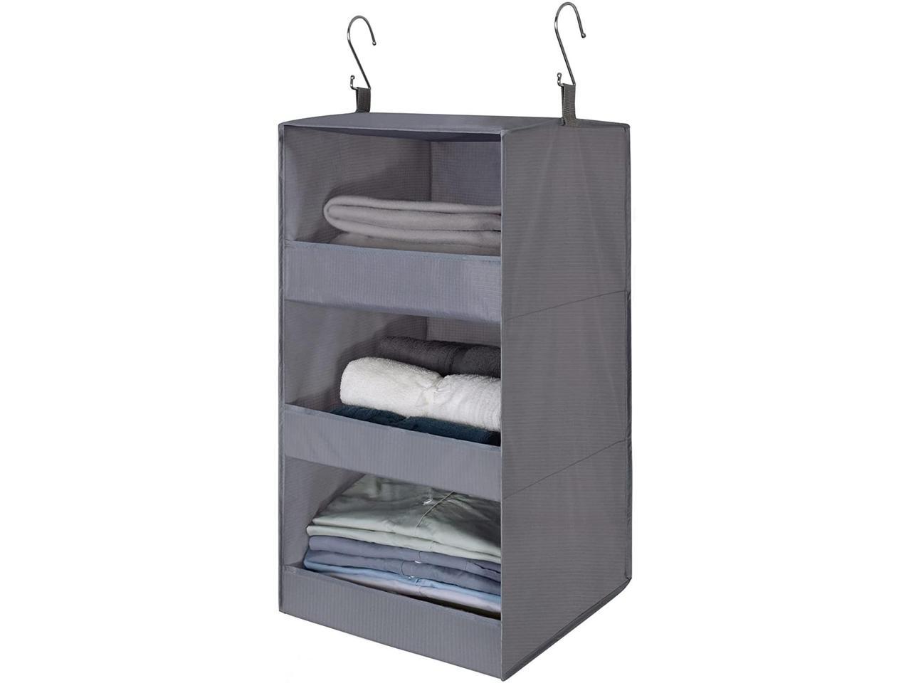 3-5 Tier Hanging Closet Organizer Cabinet Wardrobe Storage Box Collapsible Grey 