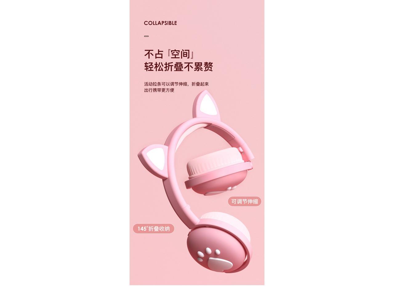 Headset For Ps5 Ps4 Pink Cat Ear Noise Cancelling Headphones 3 5mm Plug Girl Kids Cute Gaming Headset With Microphone For Phone Newegg Com