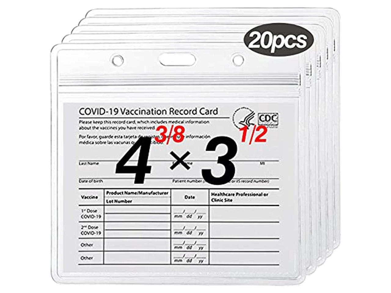 20Pack CDC Vaccine Card Protector Waterproof Immunization Record Vaccination Cards Holder Clear Vinyl Plastic Sleeve 3 X 4 Inches with Resealable Zip for covid 19 