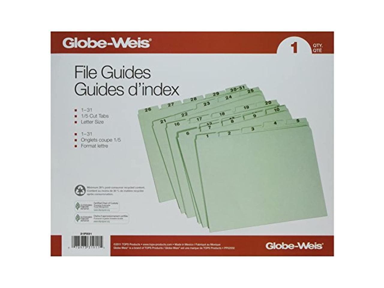 Globe-Weis Recycled Daily Indexed Top Tab Guides GLW31PX91 