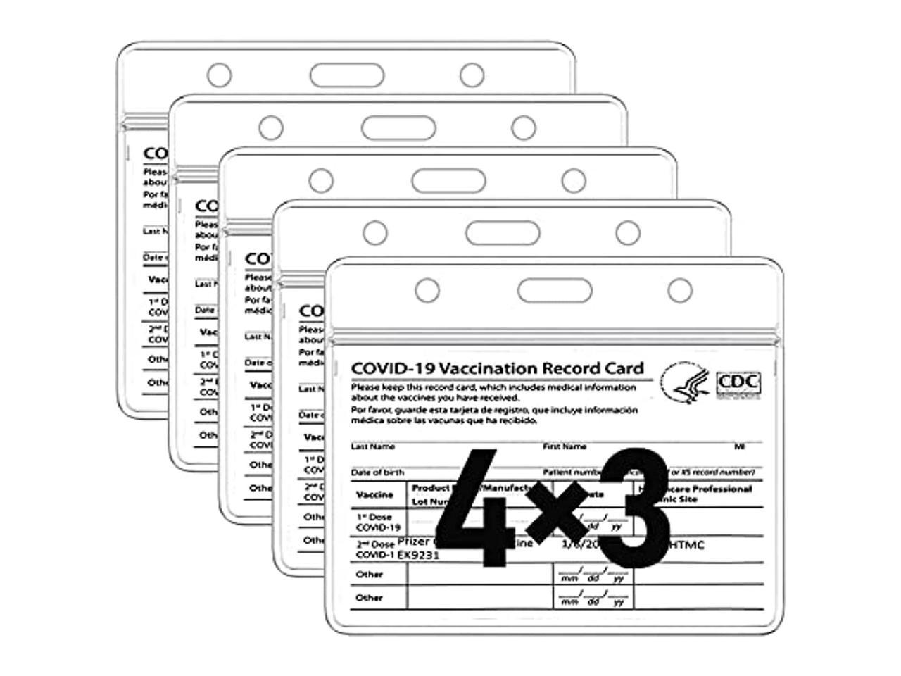 Covid Vaccine Card Holder 2PCS Vaccine Card Protector CDC Vaccine Card Holder 4.5 x 3.5 IN Upgraded Immunization Card Vaccination Card Protector Plastic Sleeve with Waterproof Type Resealable Zip 