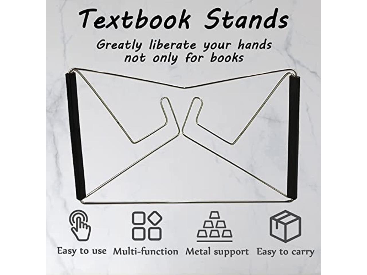 Black Book Stands,Fold-n-Stow Metal Bookstand,Music Book Easel Display Holder,Adjustable Reading Stand,Small Book Rest for Kitchen Counertops,Bookrest for Hardcover Textbook,Ipad,Cookbook,Recipe 