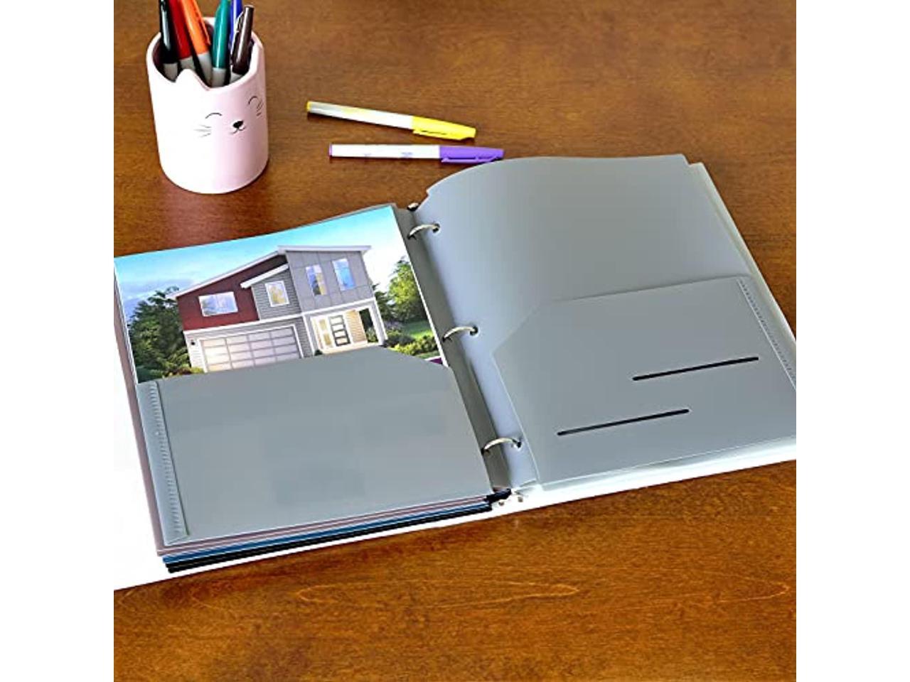 12 Pack Heavy Duty Plastic Two Pocket Folders, Binder Dividers With