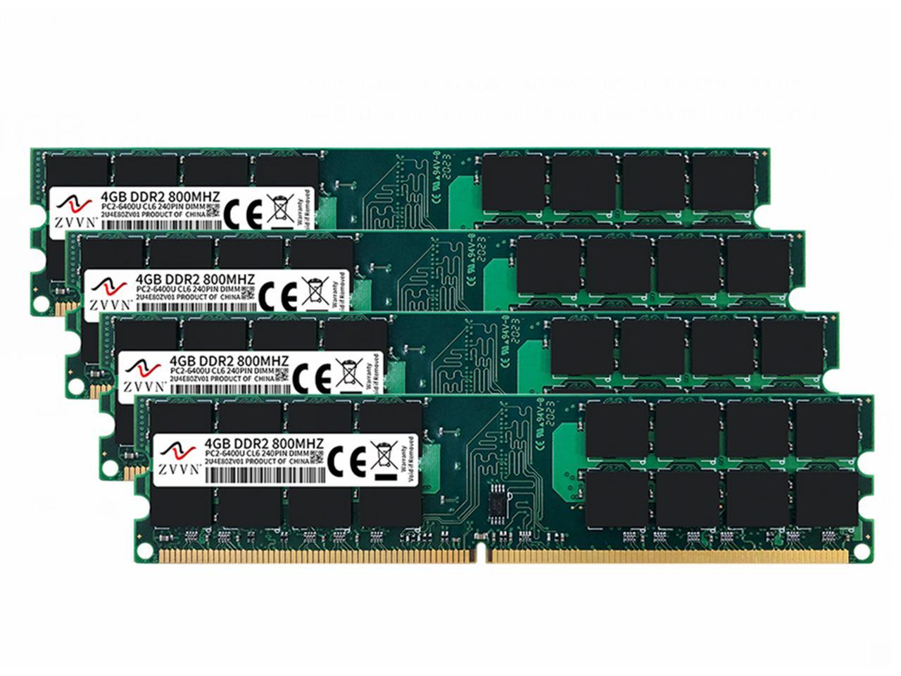 ZVVN 16GB Kit (4x 4GB) 240-Pin DDR2 DIMM DDR2 800 (PC2 6400 ) Desktop Computer Memory RAM Model