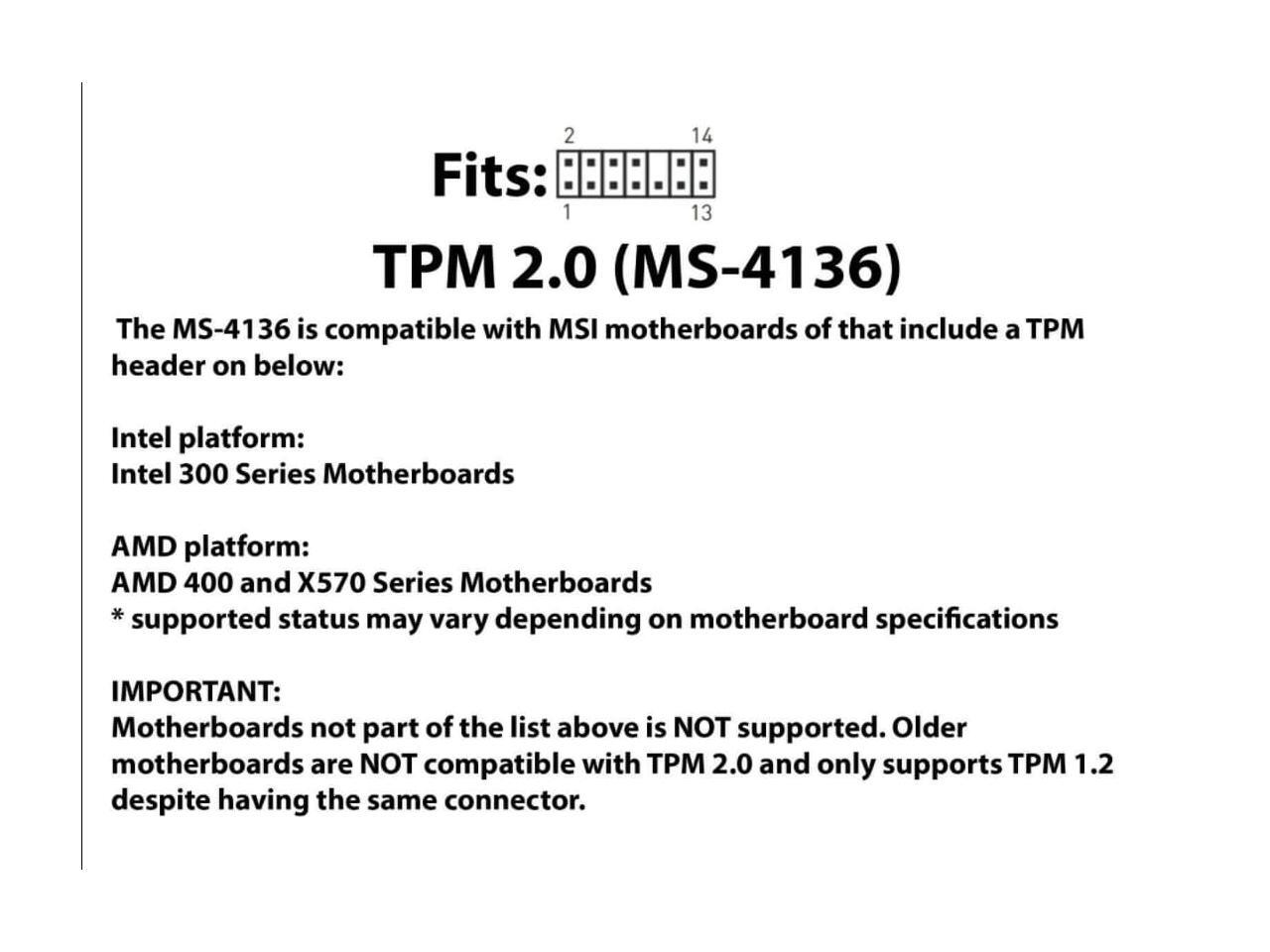 Msi accessory tpm 2 0 module ms 4136 infineon 9665 tpm 2 0 fw 5 63