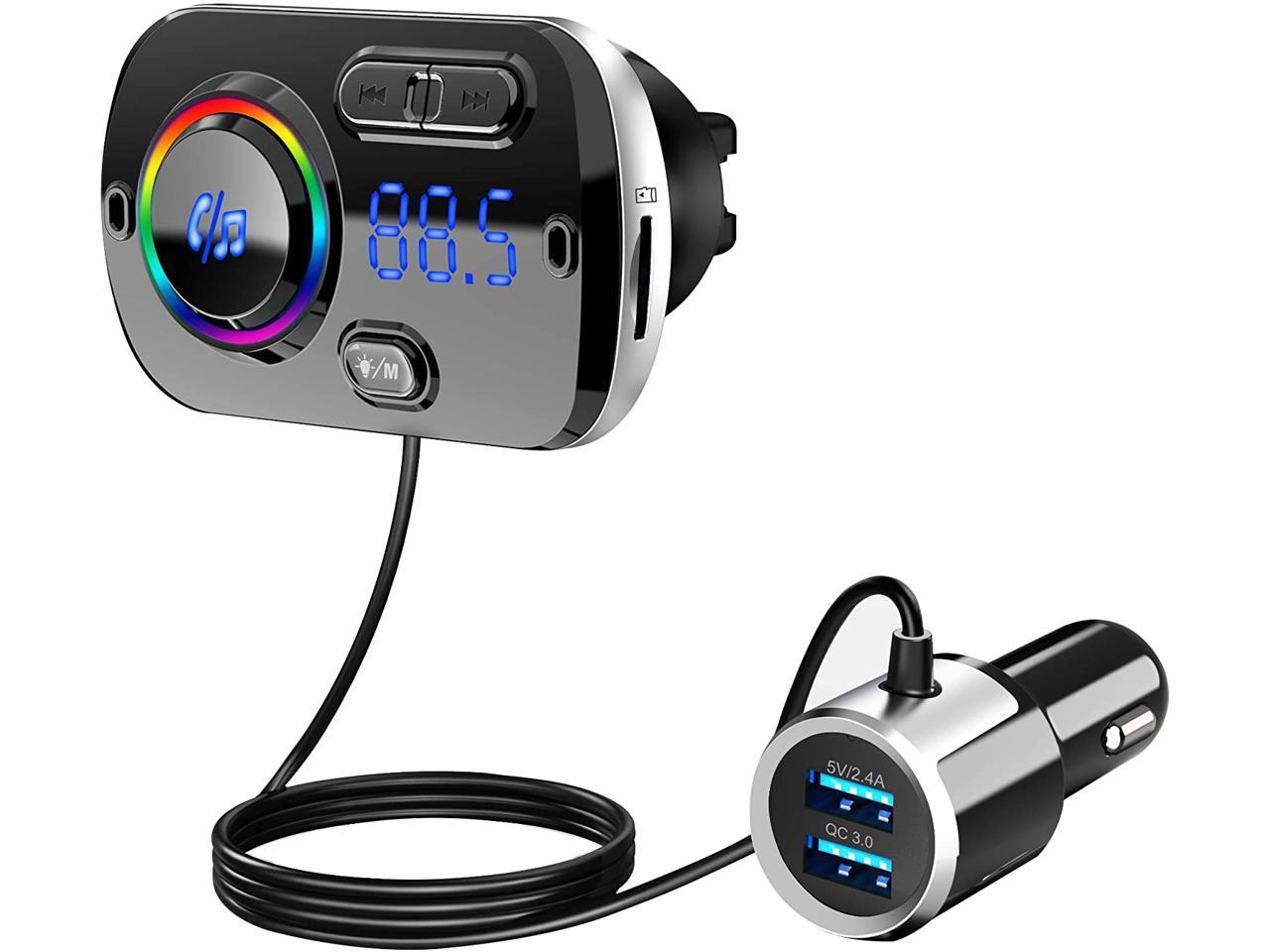 Bluetooth FM Transmitter 5.0 Auto Radio Adapter mit Dual USB Ports QC3.0/2.4A DE 