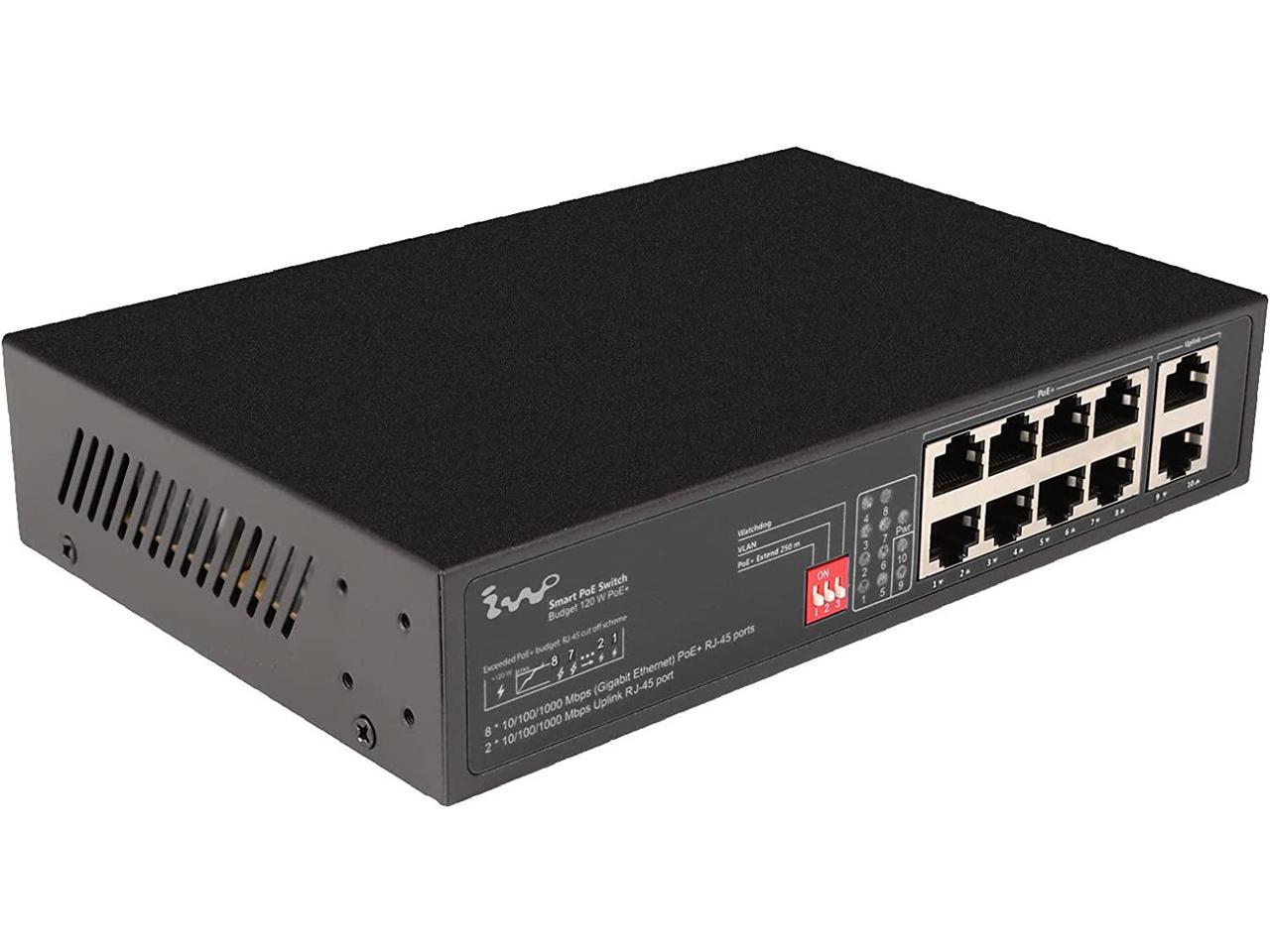 10 Port Gigabit Unmanaged PoE Switch with 8 Ports 10/100/1000Mbps 