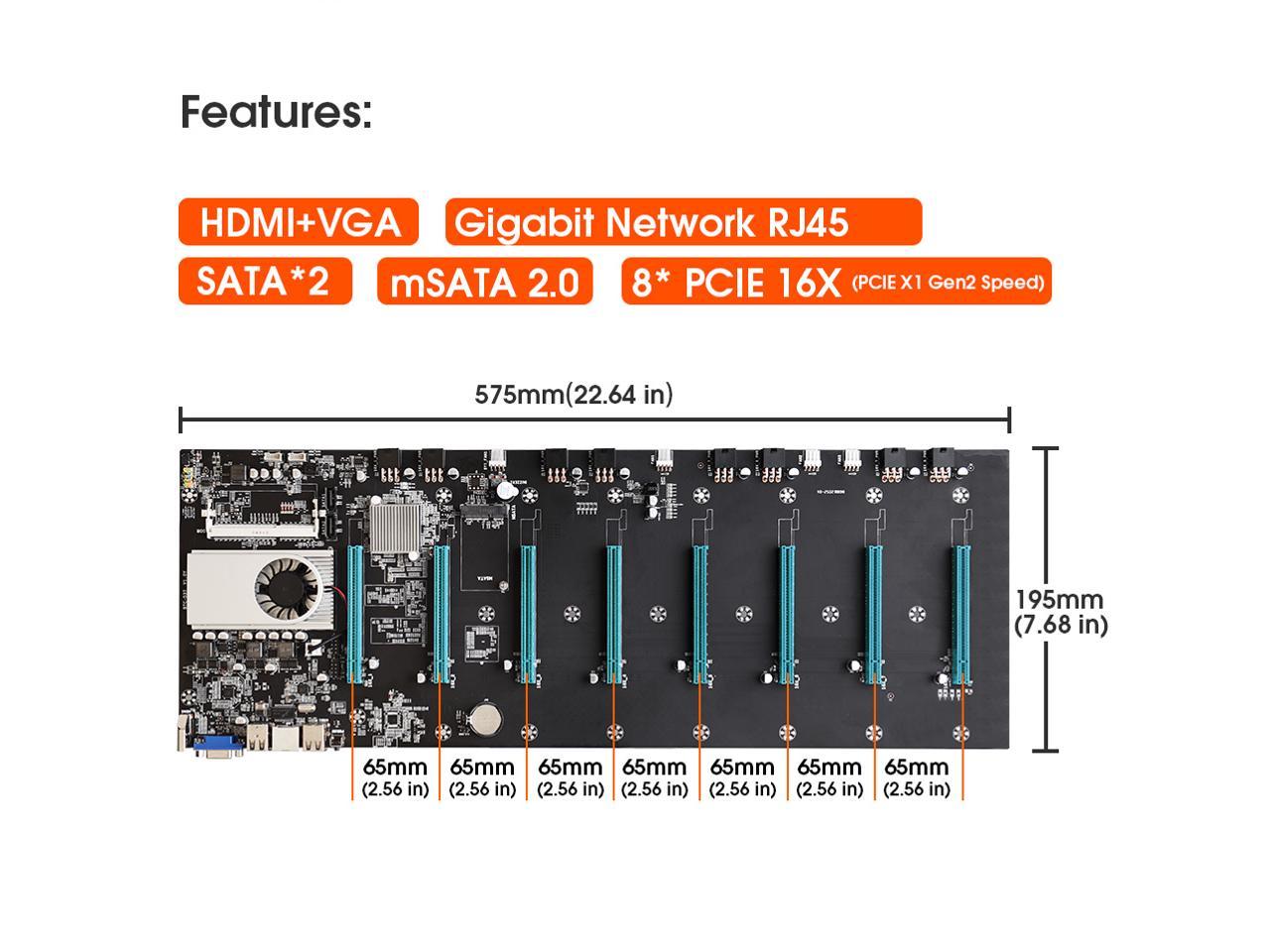 BTC-S37 Miner Motherboard CPU Set 8 Video Card Slot DDR3 Memory