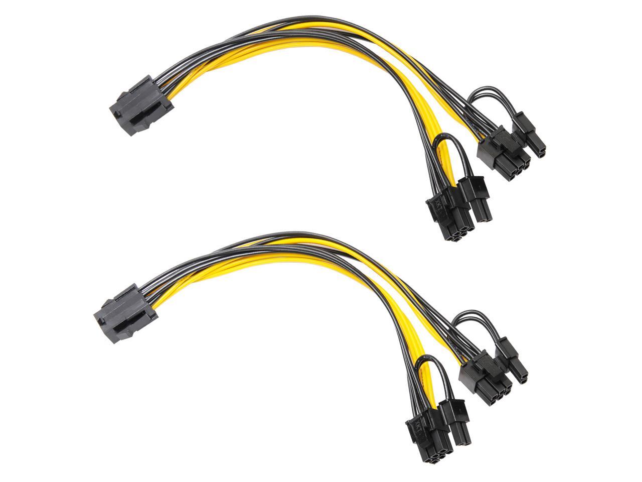 PCIe 6 Pin Male to Dual 8 Pin (6+2) Male PCI Express Power Adapter