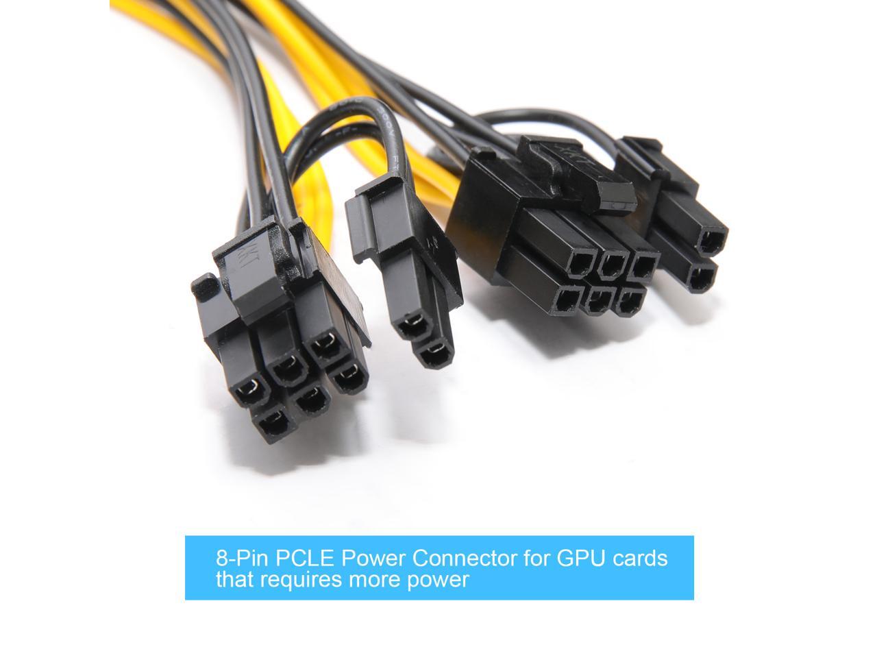 PCIe 6 Pin Male to Dual 8 Pin (6+2) Male PCI Express Power Adapter