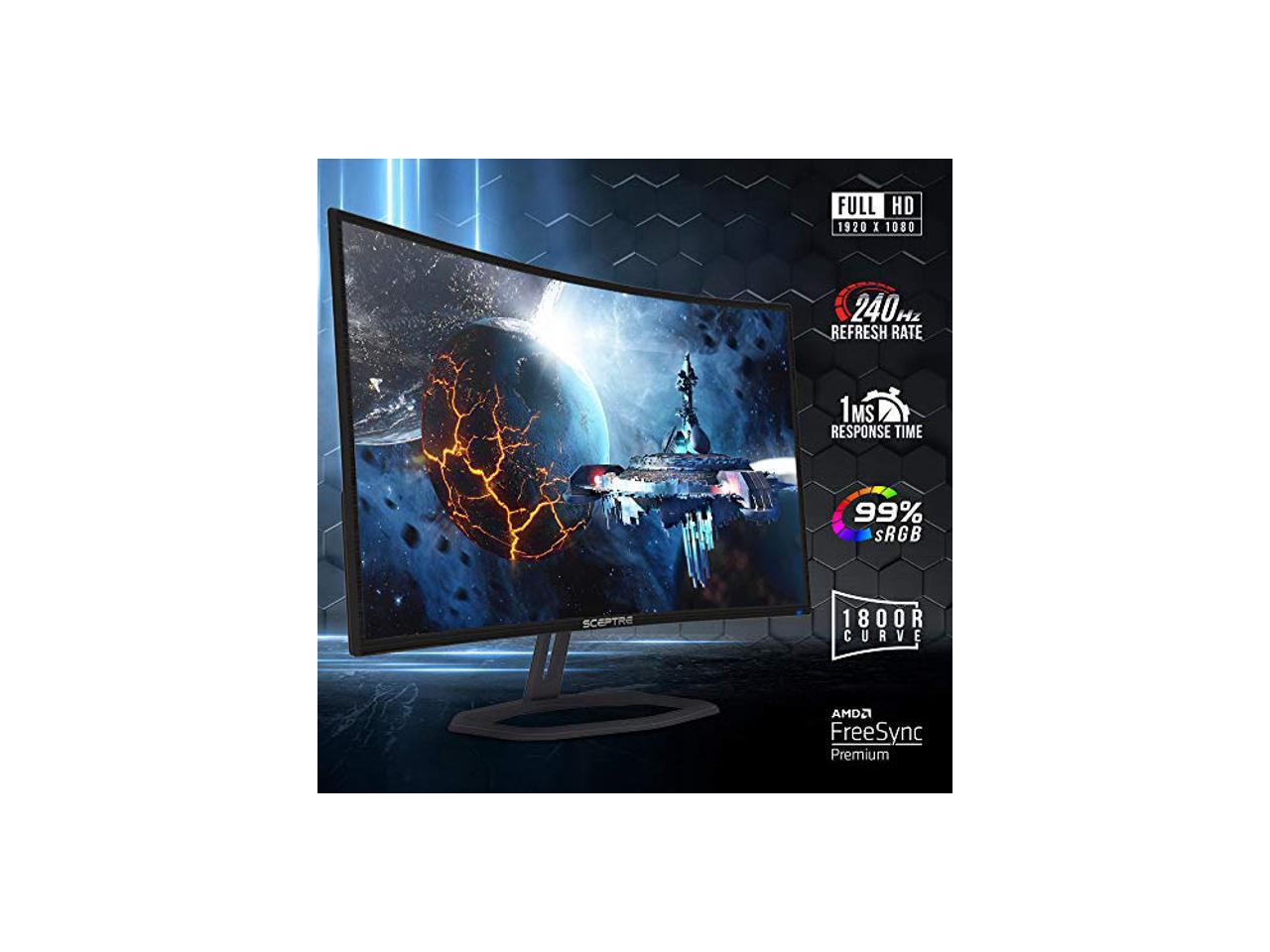 Sceptre Curved 32" Gaming Monitor Up to 240Hz 1ms AMD FreeSync Premium Buildin Speakers, HDMI
