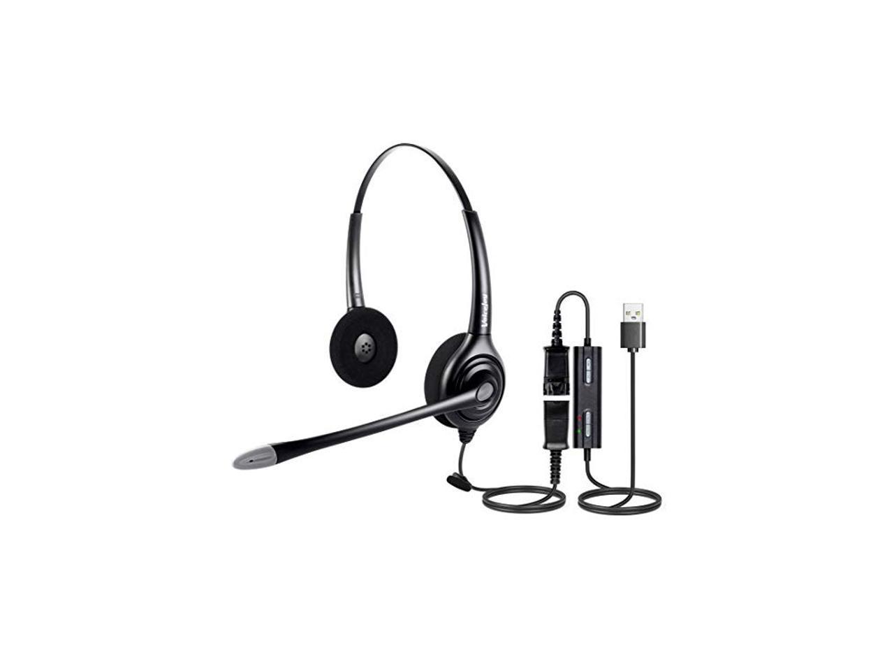 Volume Control and Mute Switch for Computer,Laptops,Chat VoiceJoy USB Headset Call Center Noise Cancelling Corded Monaural Headset Headphone with Mic Microphone Skype Cord with USB Plug Webinar 