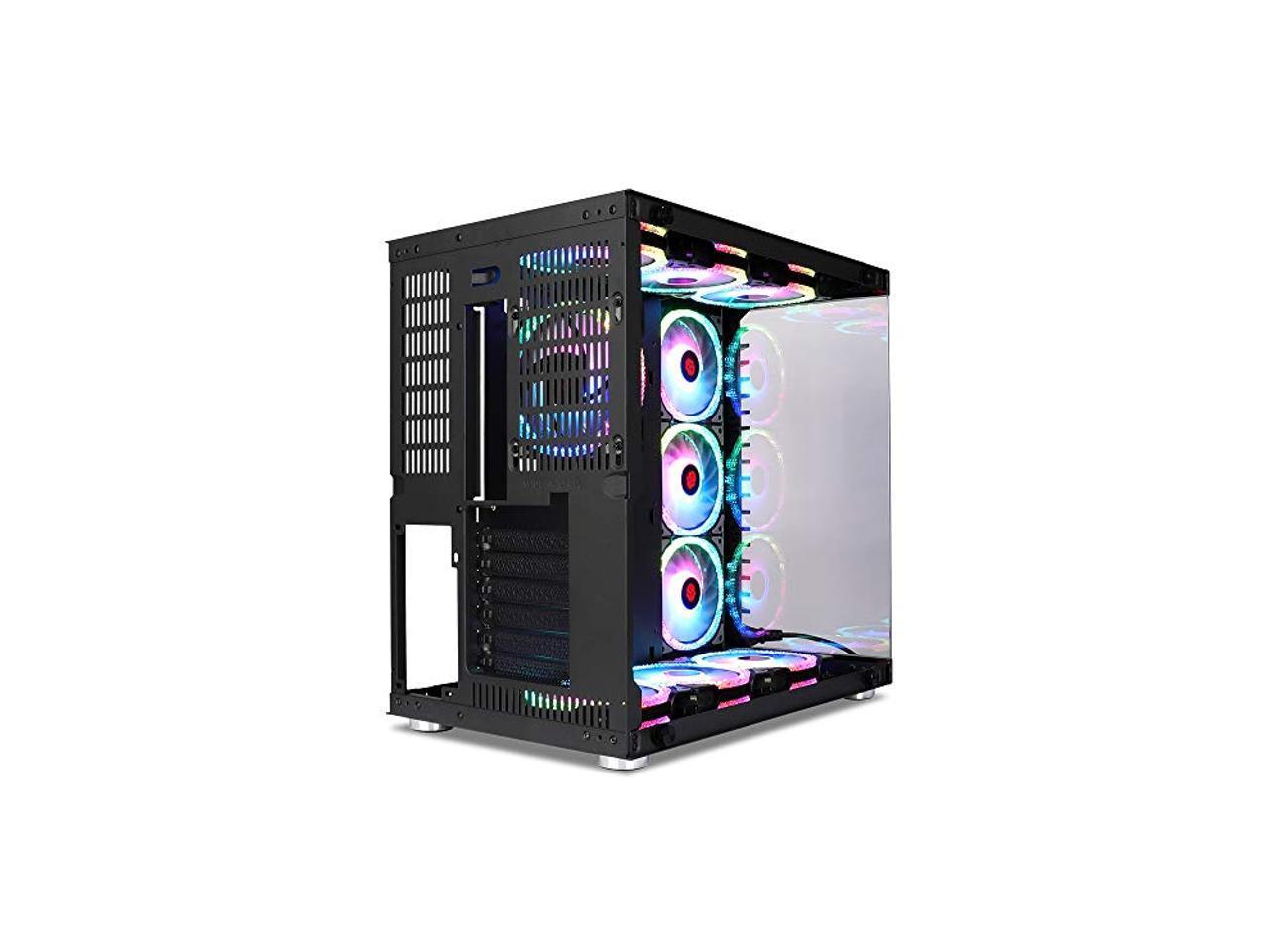 SZSKYING ATX Gaming Case Desktop Computer Gaming Case USB 3.0 Glass Window with 4pcs 120mm LED RGB Fans 3D Front Mesh Panel 