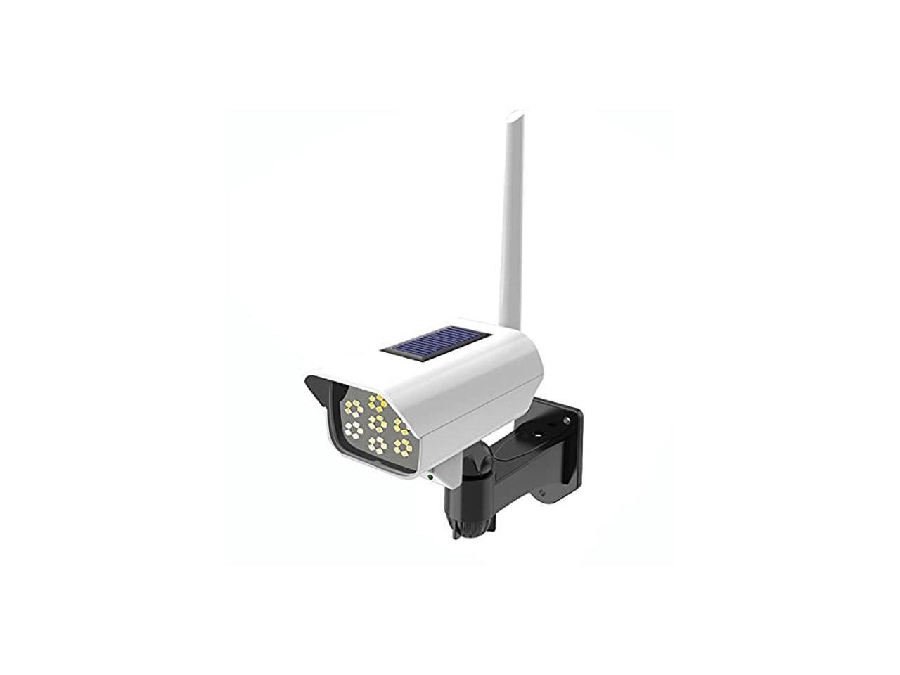 LED PIR Motion Sensor Light Outdoor Security Dummy Surveillance Monitor Cam Lamp White Solar Power Fake Camera 