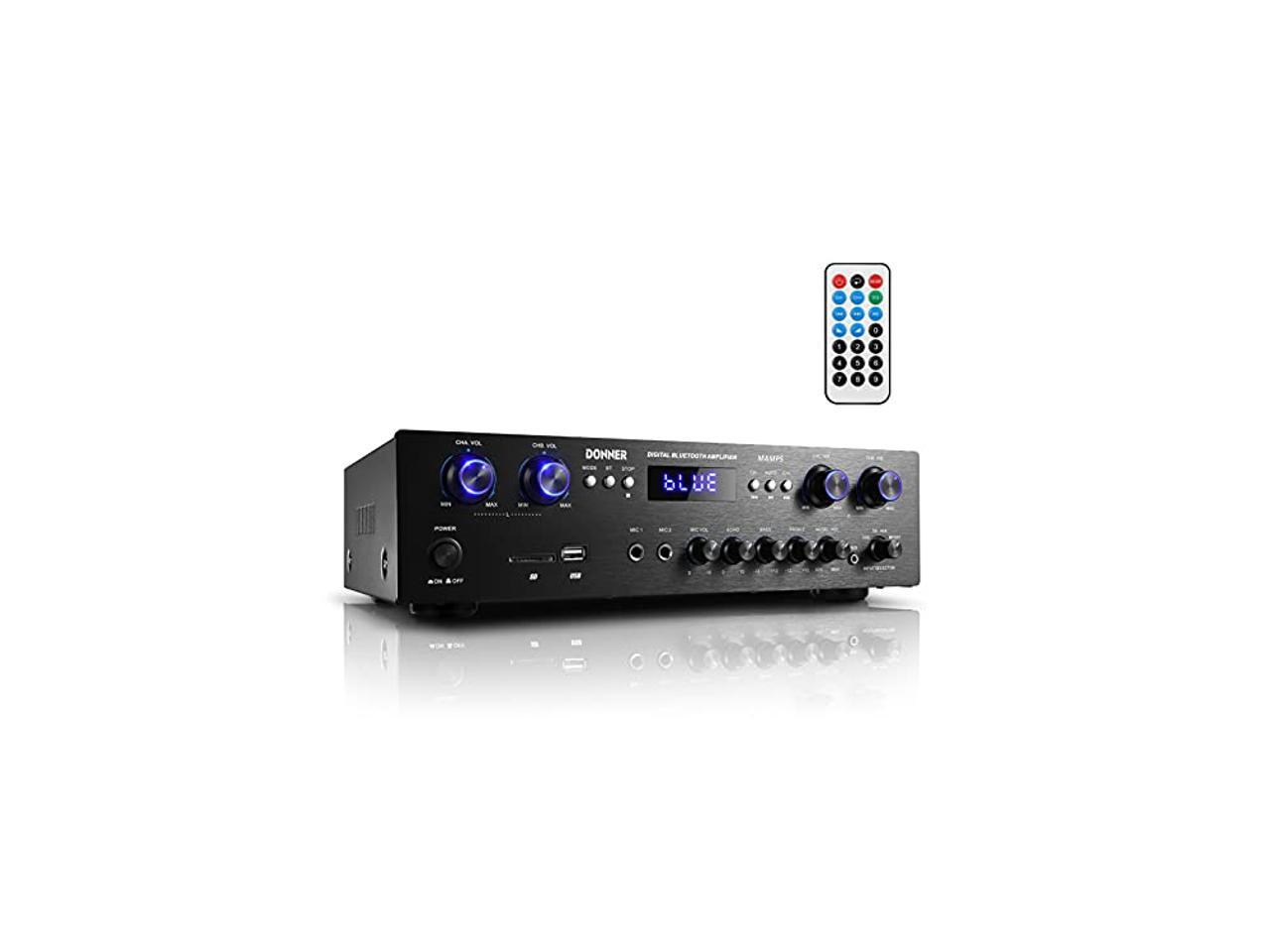 ASHATA Stereo Amplifier Silver Digital Amp Mini HiFi 2.1 Stereo Bass Auto Car Home Audio Power Amplifier With RCA & 3.5mm Audio Input,Two Pairs of Speaker Output Clips 