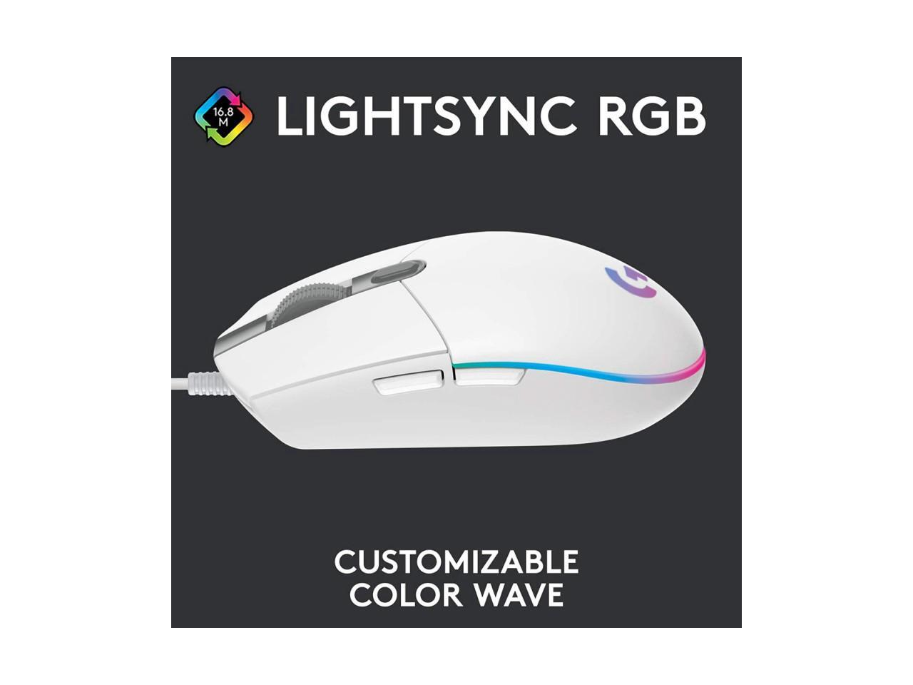 Logitech G102 Light Sync Gaming Mouse with Customizable RGB Lighting, 6