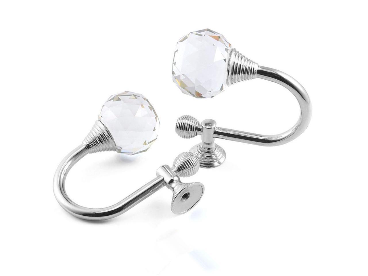 2/4PC Clear Crystal Wall Mounted Curtain Tassel Curtain Hook Wall Hook Coat Hang 