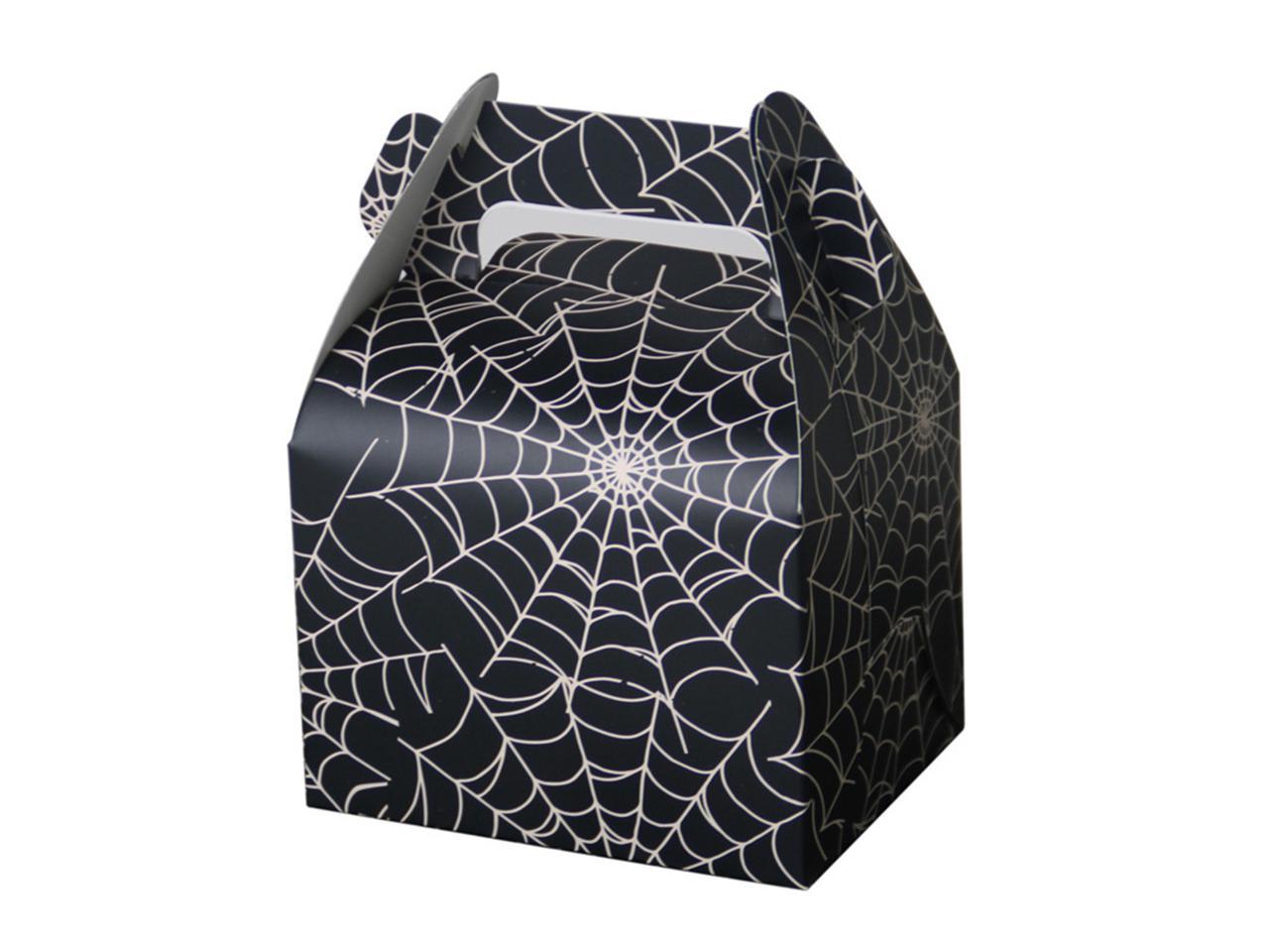 20pcs Portable Candy Boxes Halloween Treat Paper Bags Spiderweb Halloween Party Favor Boxes for Party Supplies Kids Birthday Decorations