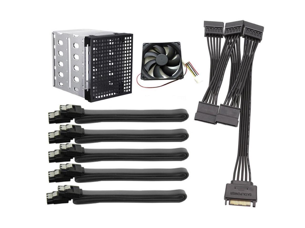 5 Bays 3.5 Inch SATA Hard Drive Backplane Cooler Cage in 3X 5.25Inch Drive Bay (Internal Cages