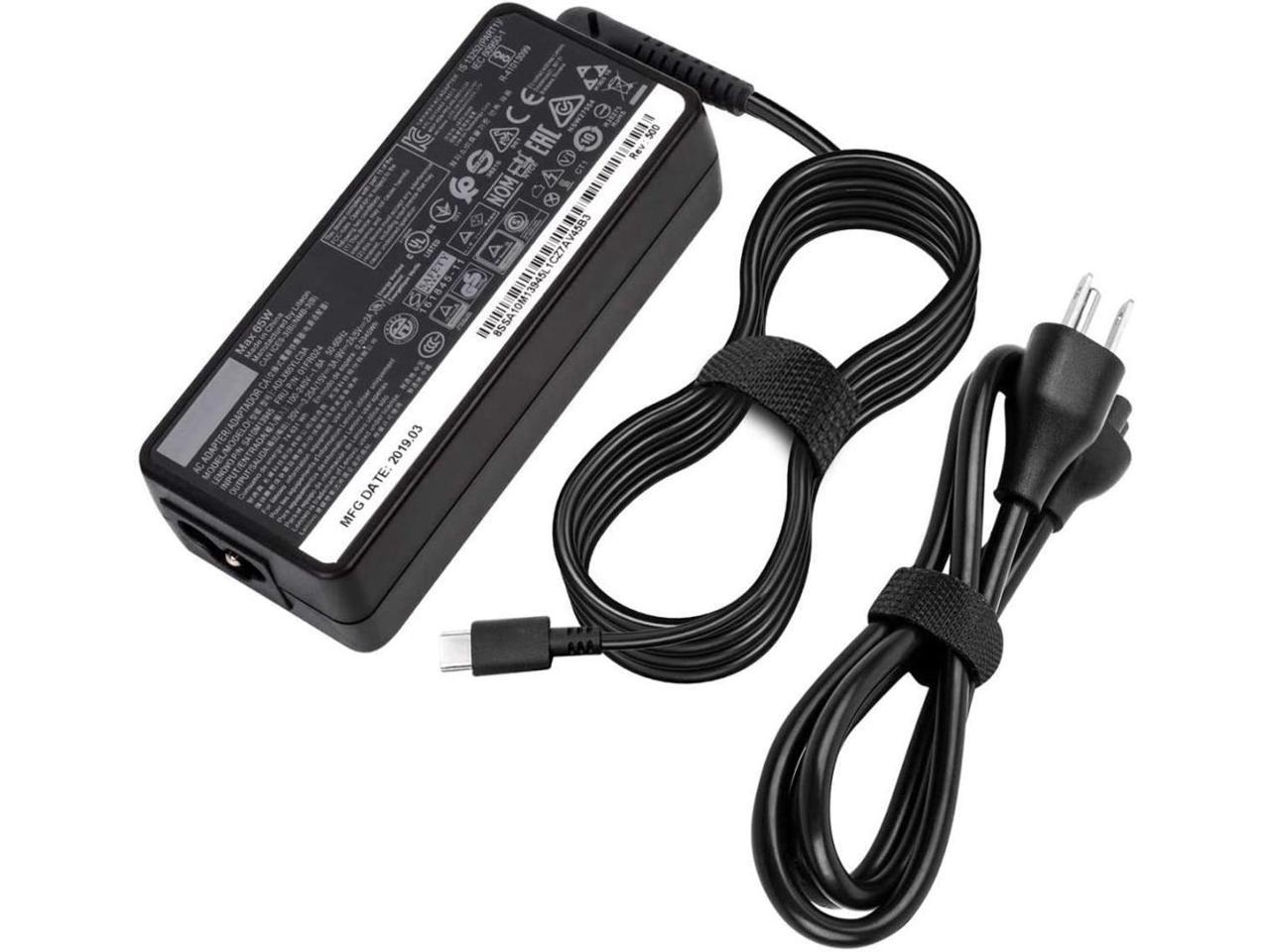 65W USB C AC Charger for Lenovo Thinkpad E580 E585 E590 E590S E595 20KS 20KV 20NB 65W Type C Laptop Power Supply Adapter Cord 