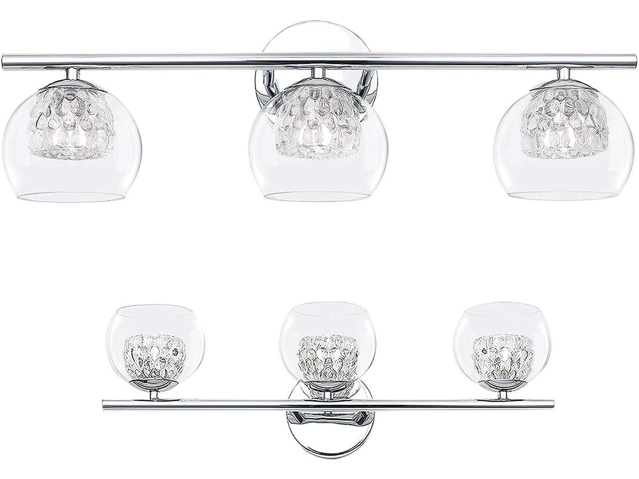Bulbs Included 22 inch Bathroom Light Chrome Vanity Lights Modern Crystal Bathroom Light Fixtures HEWEGO 3 Lights Bathroom Vanity Lighting Fixture