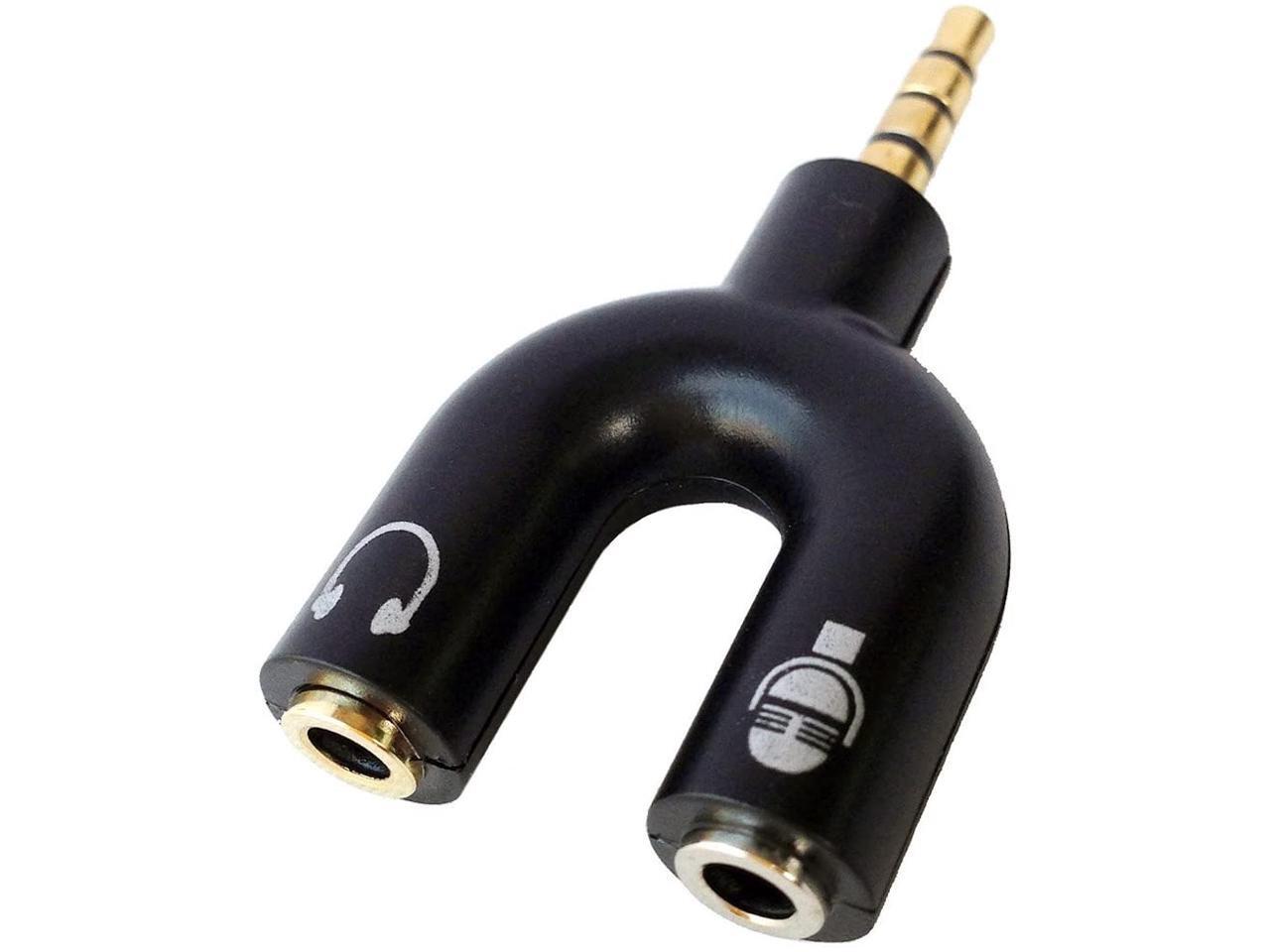 3.5mm Male to 2 Female Headphone Mic Audio Y Splitter Adapter with ...