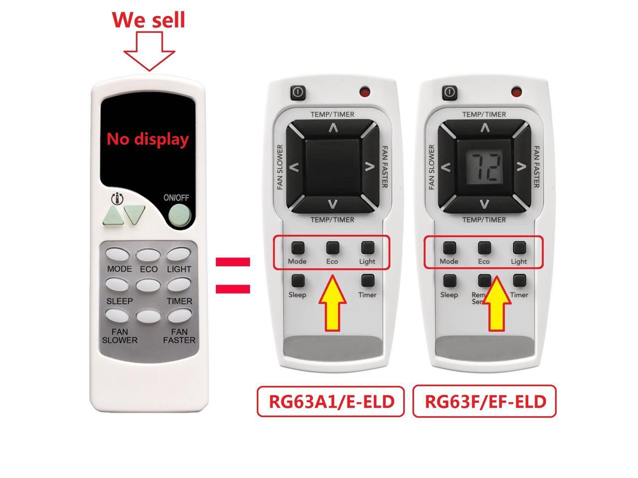 Replacement for Frigidaire Air Conditioner Remote Control RG63A1/EELD