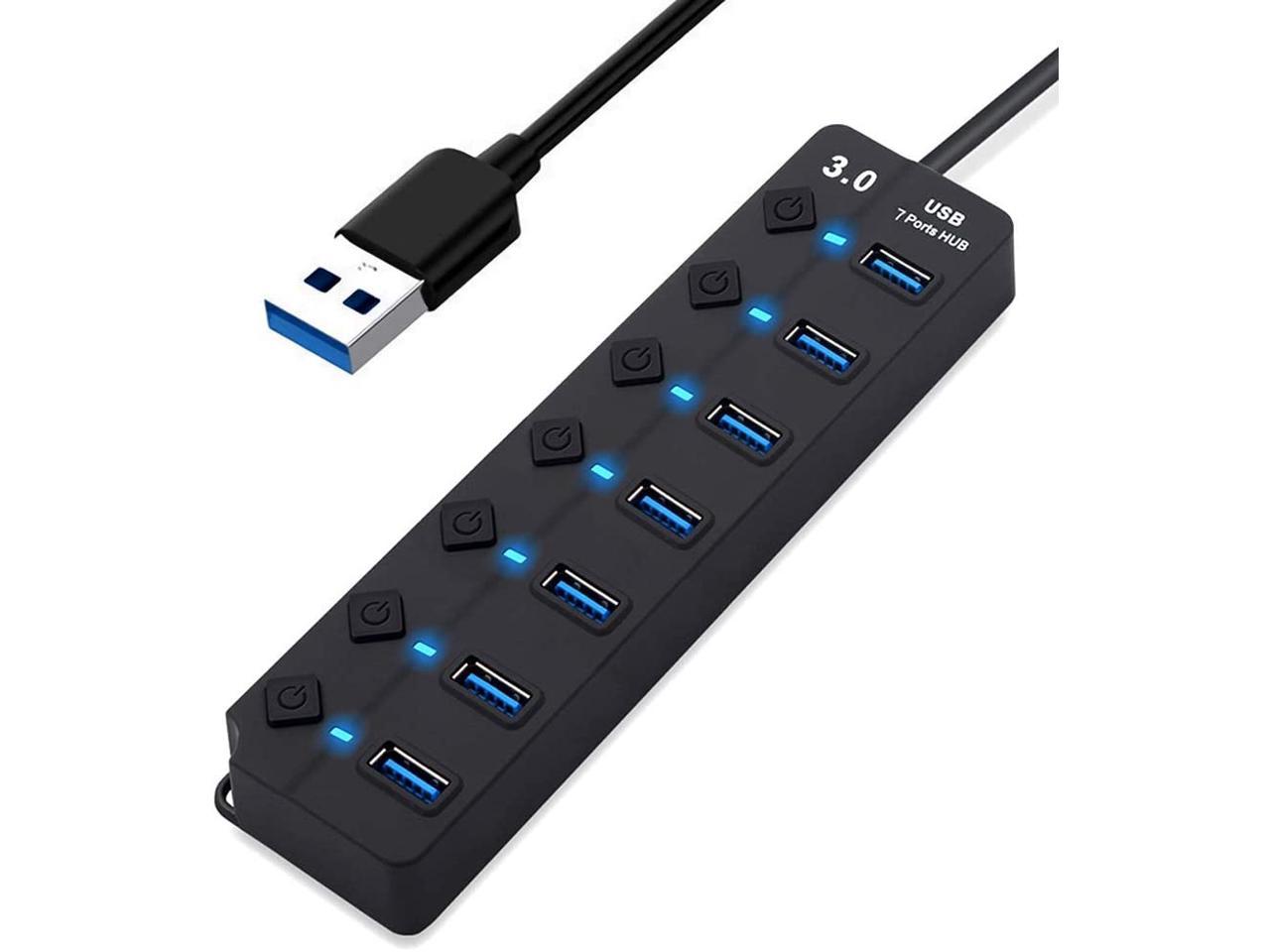 Data Splitter & Power Hub USB HUB USB 3.0 Ports with Individual Power Switch 7 Ports 