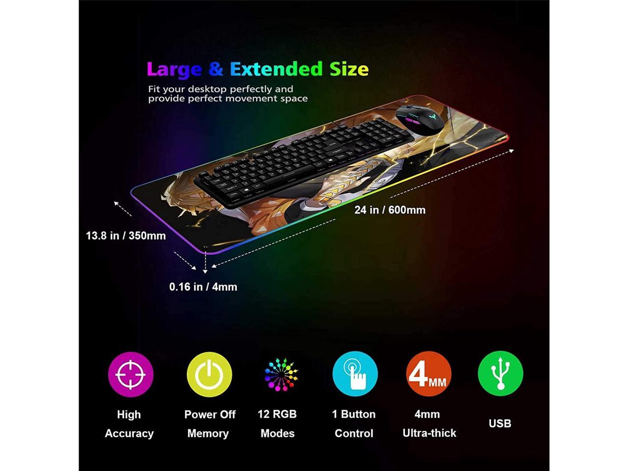 RGB Large Gaming Mouse Mat Anime Demon Slayer Zenitsu ...