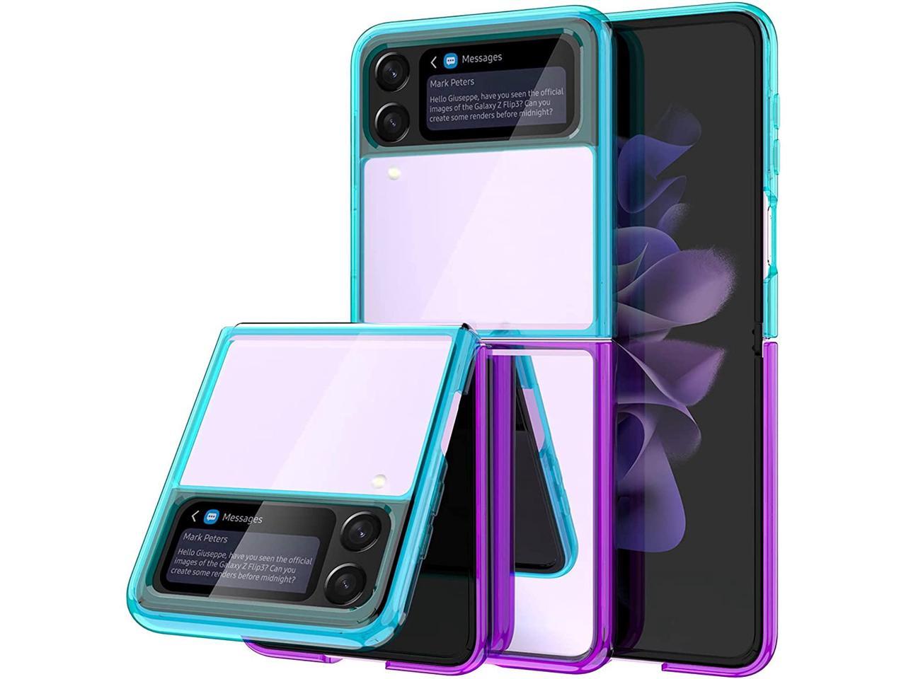 Absorption des Chocs Uposao Coque Compatible avec Samsung Galaxy Z Flip 3 5G Violet Anti-Rayures Housse Protection PC Phone Coque Case Slim Luxury Transparent Cristal pour Galaxy Z Flip 3 5G