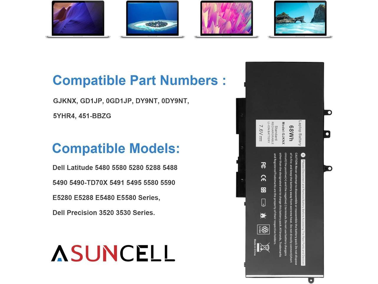 68W GJKNX Battery for Dell Latitude 5480 5580 5280 5590 5490 E5480 E5580  E5490 E5590 Precision 15 3520 3530 Series GD1JP 0GD1JP DY9NT 0DY9NT 5YHR4  451-BBZG  