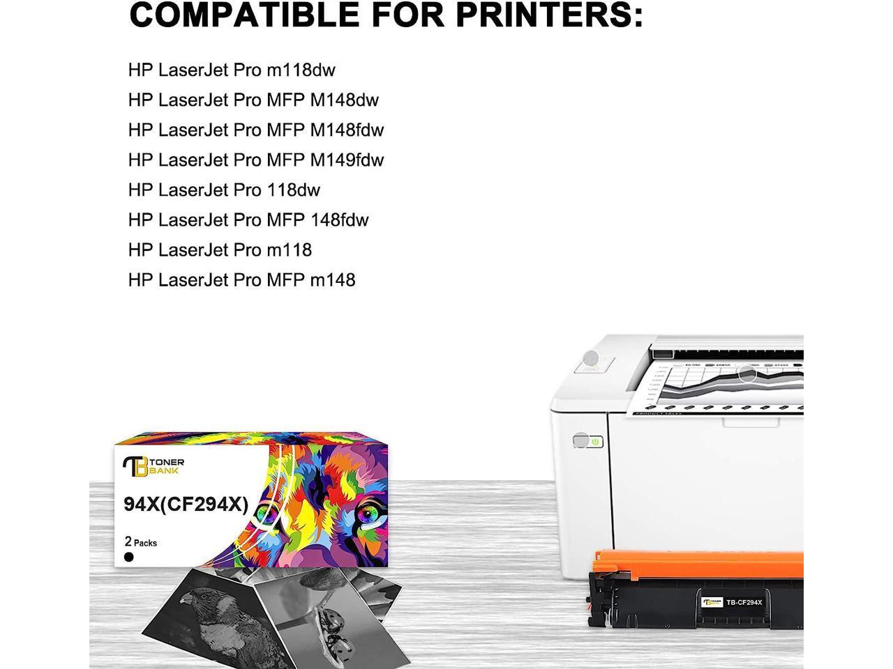 Toner Bank Compatible 94X Toner Cartridge Replacement for HP 94X CF294X 94A  CF294A for HP Pro MFP M118dw M148dw M148fdw 148dw 118dw 148fdw M118 M148  Printer Ink High Yield (Black, 2-Pack) -