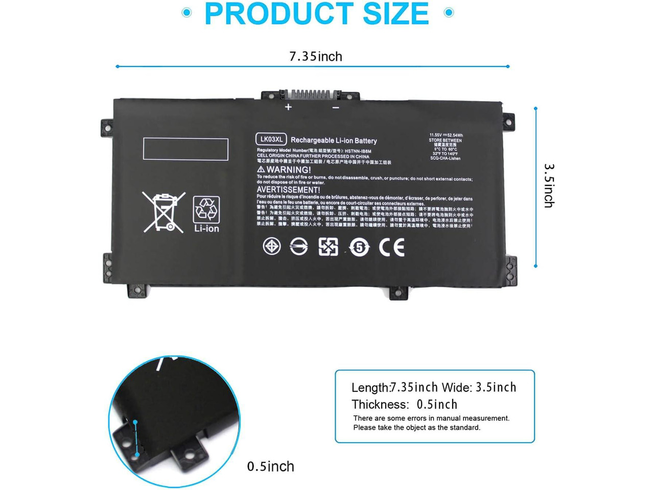 thumbnail image 2 of Replacement LK03XL / L09281-855 Li-ion Battery For HP 15M-CN0011DX 15M-CN Series – 52.5Wh 2 of 6