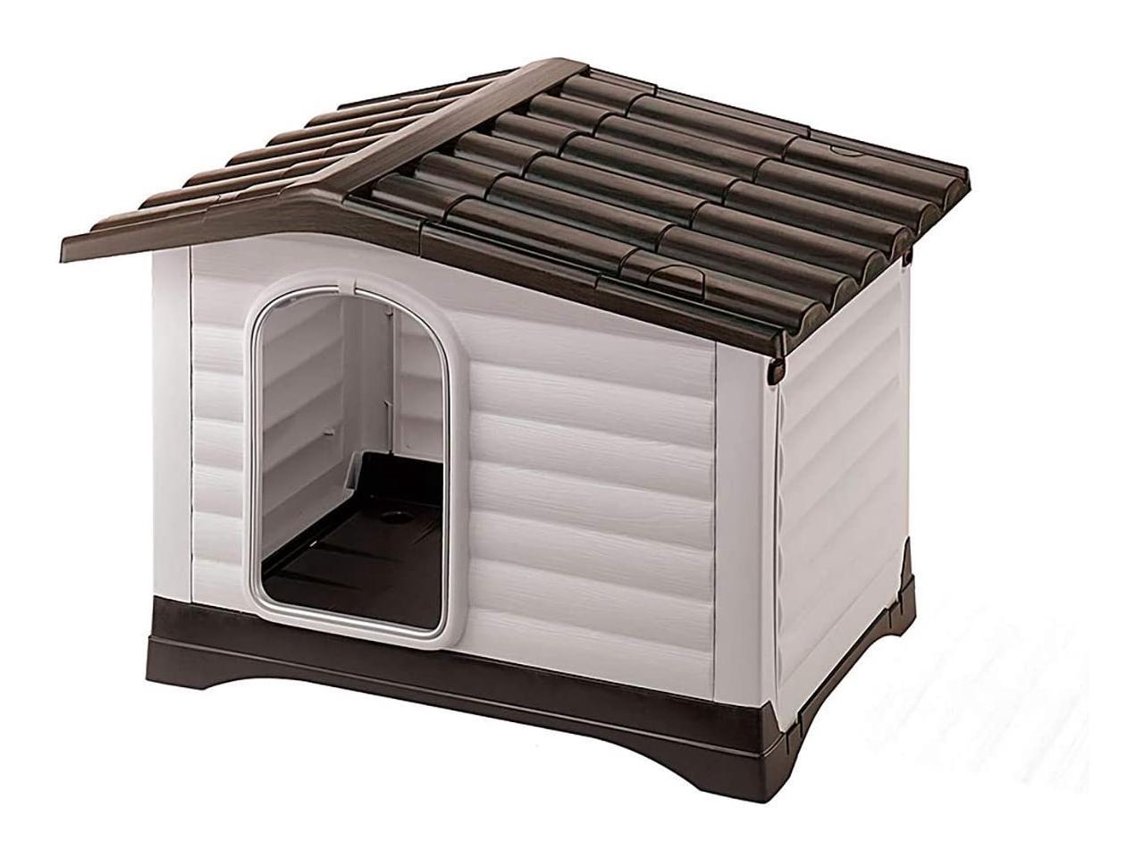 Erommy Waterproof Ventilate Pet Kennel with Air Vents and Elevated Floor for Indoor Outdoor