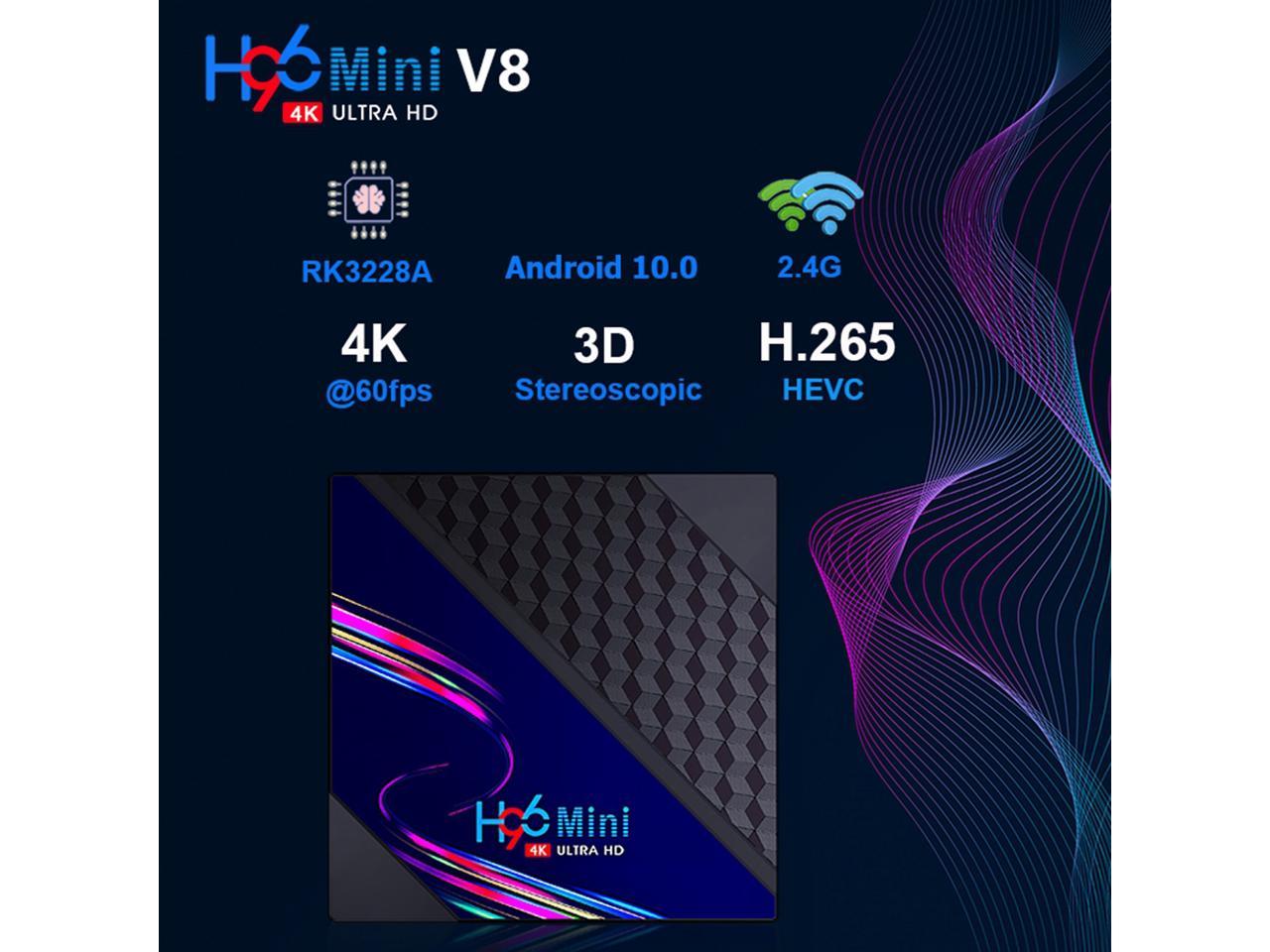 H96 MINI V8 Android10.0 Quad Core TV Box HD Set Top Box USB WiFi 4K Media Player