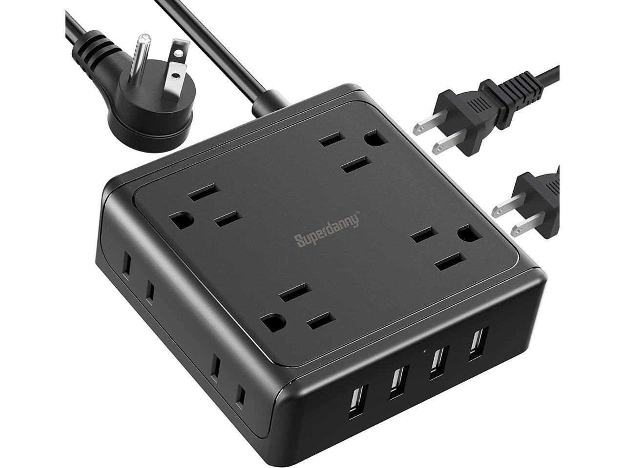 SUPERDANNY Surge Prote Power Strip with USB Ports 8 Widely Spaced AC