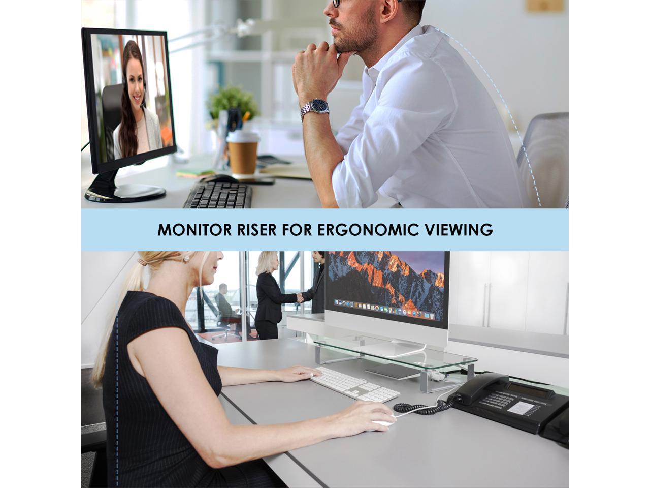 Extra Long Monitor Desk Riser Mount-It Desktop Organizer for Double Computer Screens BLACK 39 inches Extra Wide, 44 Lbs Capacity TVs Printers Laptops Consoles Desktops 