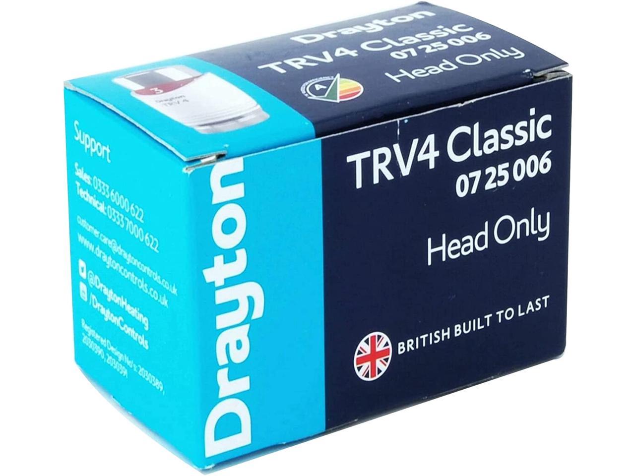 Drayton TRV4 Replacement Thermostatic Sensing Head White/Chrome Finish 0725006