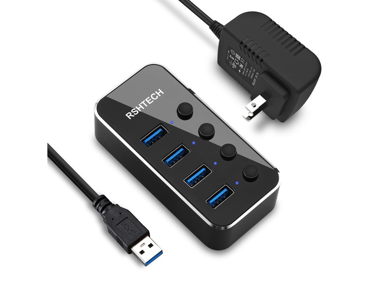 Powered usb 3 0 hub rshtech 4 port usb hub splitter aluminum usb data
