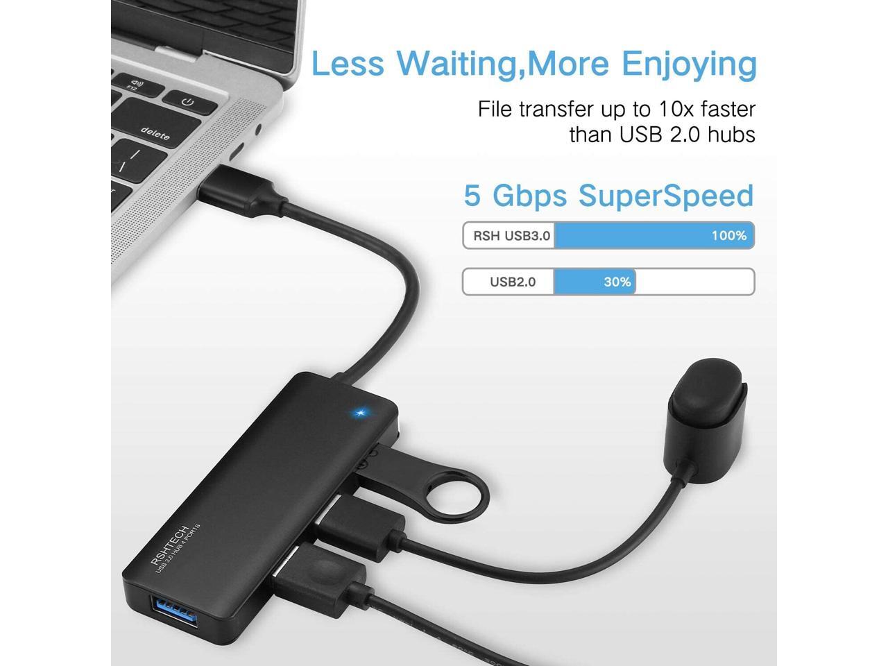 Usb hub 3 0 rshtech 4 port usb 3 0 ultra slim aluminum data hub usb