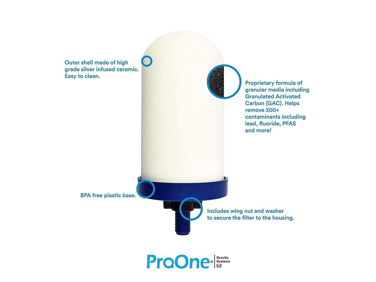 ProOne Big II BPA Free Plastic Gravity Water Filter System w/ Filter Options 
