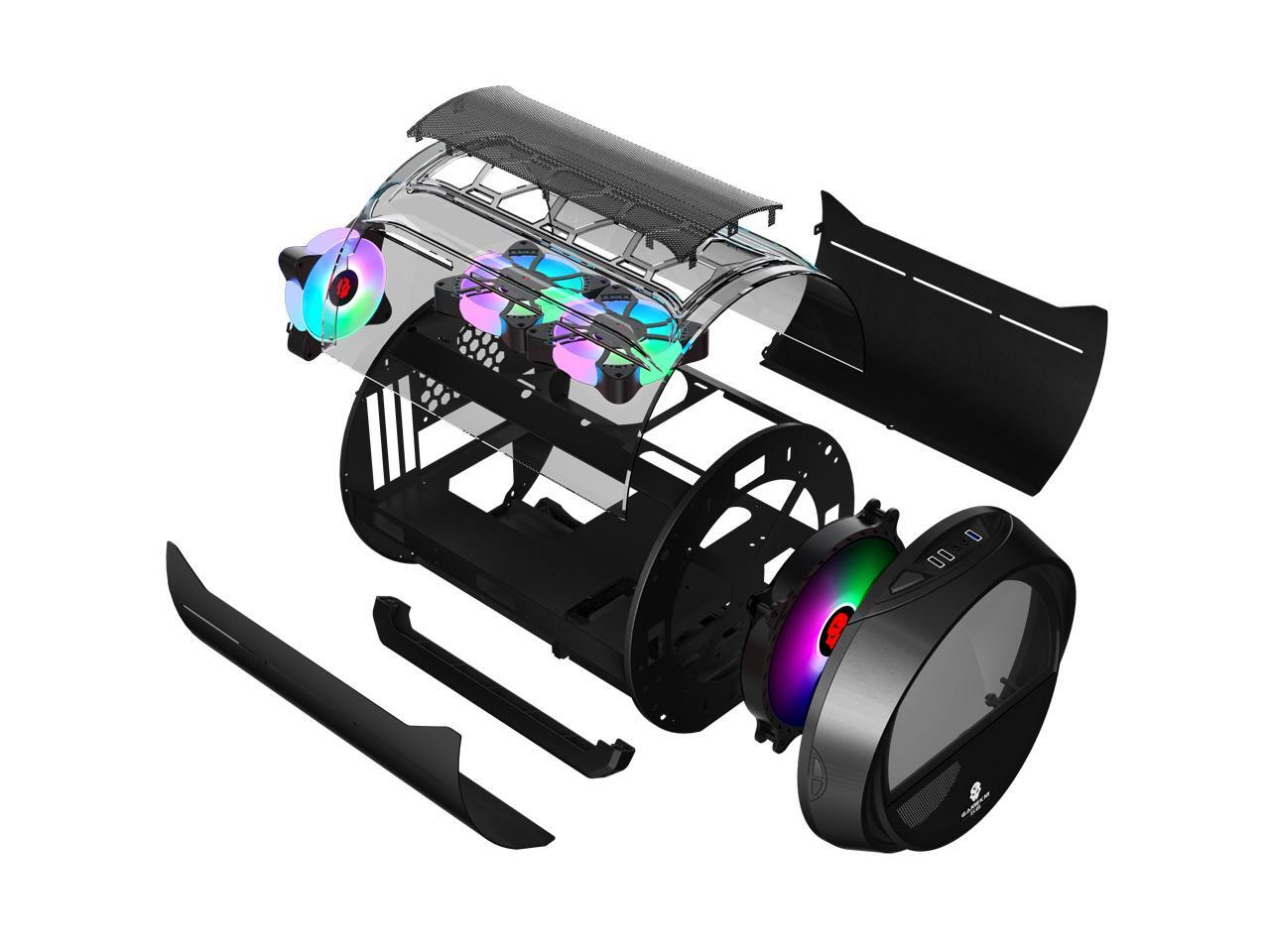 GAMEKM Mid Tower Computer Case for Desktop Gaming Case Special Shaped