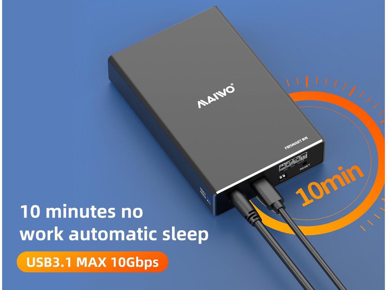 MAIWO 2 Bay USB3.1 Gen 2 Type C to SATA External Hard Drive Enclosure