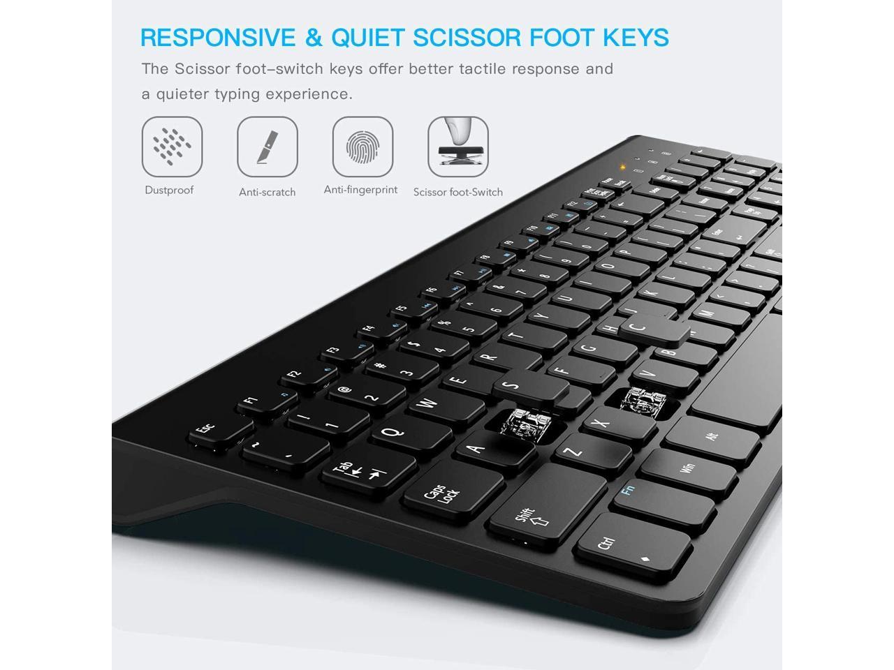 Wireless Keyboard Mouse Combo, 2.4GHz Slim Full Size Wireless Keyboard