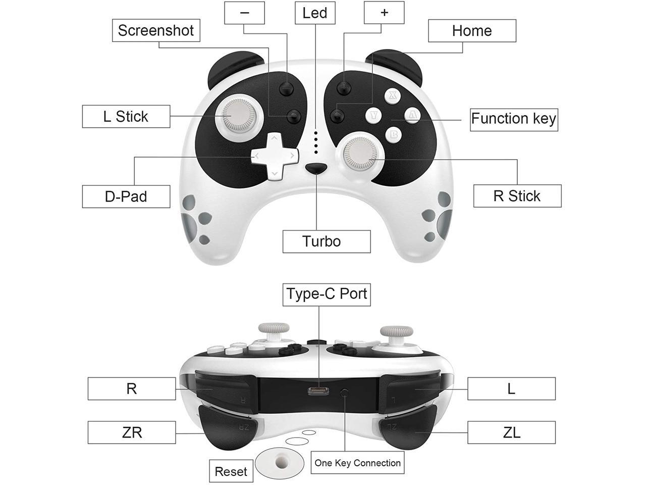 Wireless Pro Controller For Nintendo Switch STOGA Panda Switch