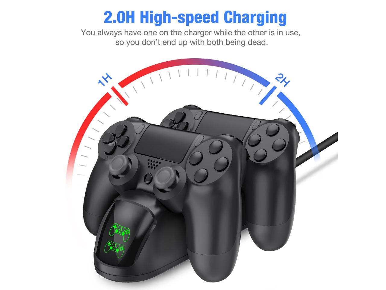 For PS4 Controller Charger, Controller USB Charging Station Dock for DualShock  4, PlayStation 4 Charging Station for Sony Playstation4 / PS4 / PS4 Slim /  PS4 Pro Controller-Black 