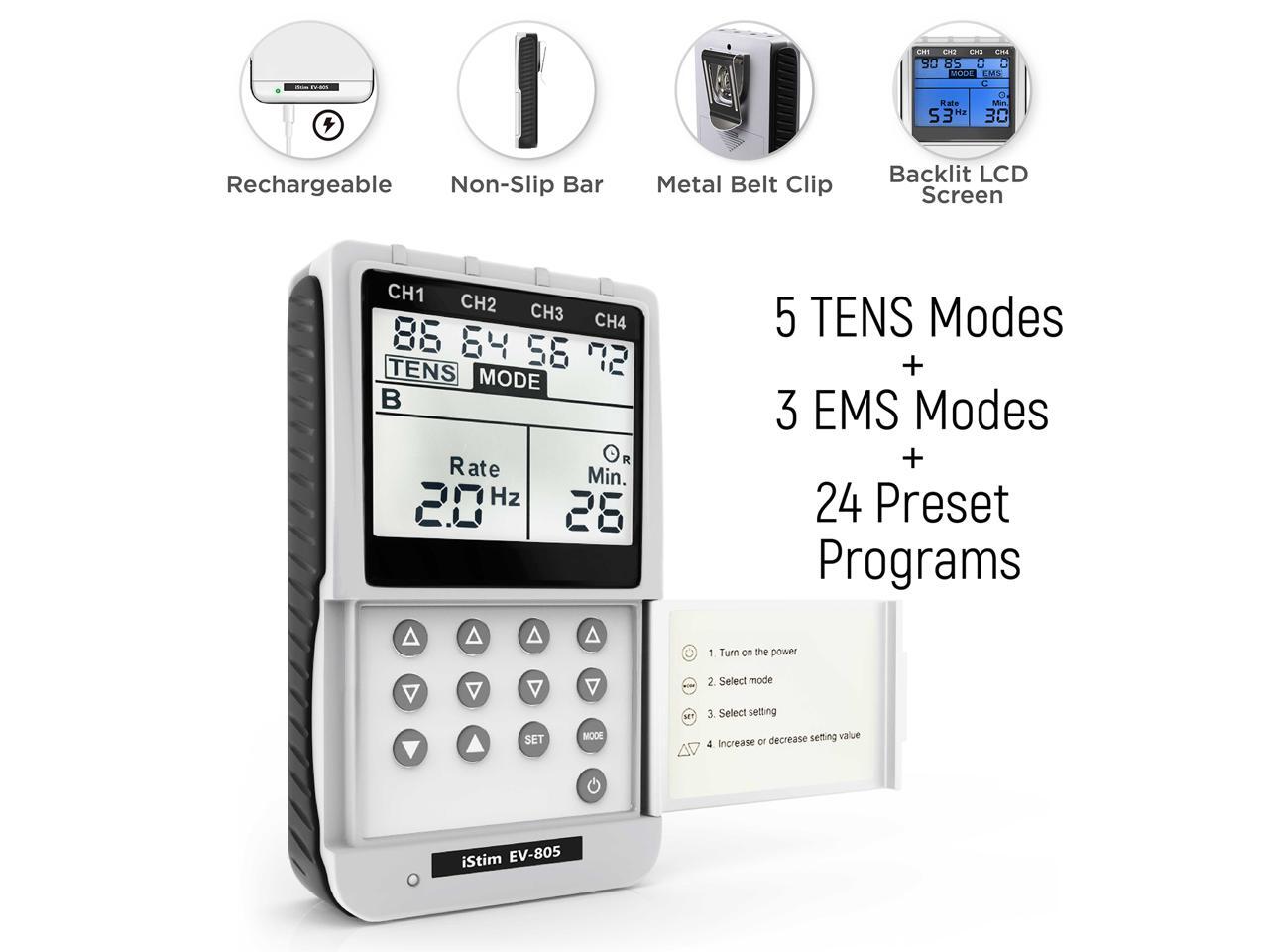 iStim TENS EMS EV805 4 Channel Rechargeable Machine Electrical