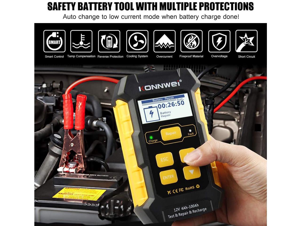 KONNWEI 3 in 1 KW510 5Amp Fully Automatic Battery Charger, 12V Car Battery Tester Smart Charger