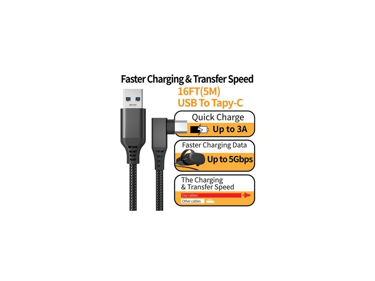 VR Cable Compatible for Oculus Quest 2, Fast Charging & PC Data